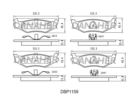 DBP1159 DANAHER Комплект тормозных колодок, дисковый тормоз (фото 1)