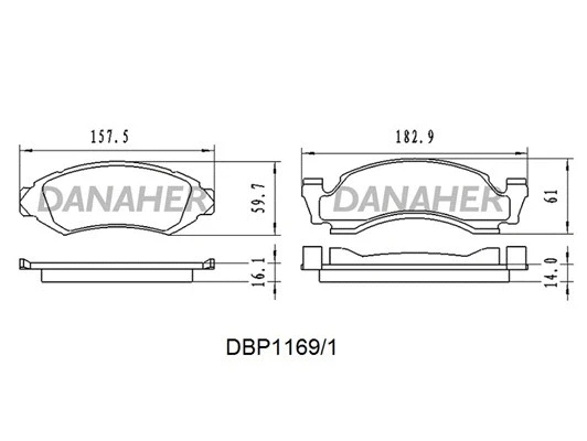 DBP1169/1 DANAHER Комплект тормозных колодок, дисковый тормоз (фото 1)