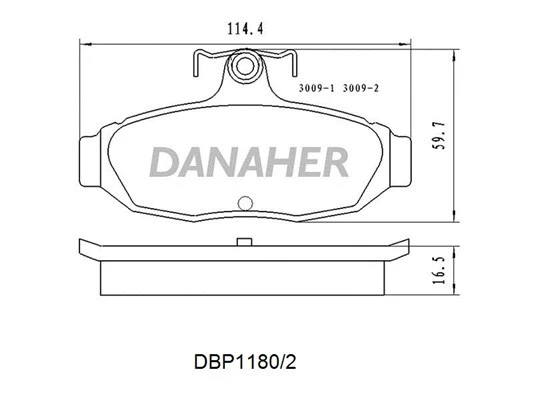 DBP1180/2 DANAHER Комплект тормозных колодок, дисковый тормоз (фото 1)