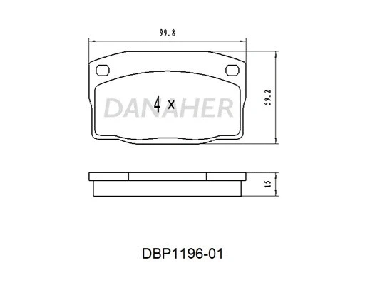 DBP1196-01 DANAHER Комплект тормозных колодок, дисковый тормоз (фото 1)