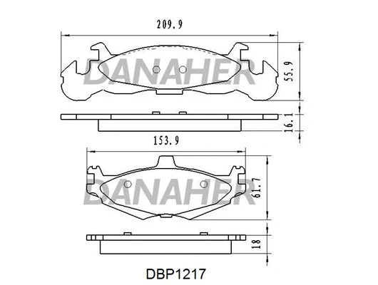 DBP1217 DANAHER Комплект тормозных колодок, дисковый тормоз (фото 1)