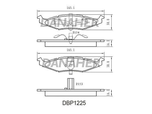 DBP1225 DANAHER Комплект тормозных колодок, дисковый тормоз (фото 1)