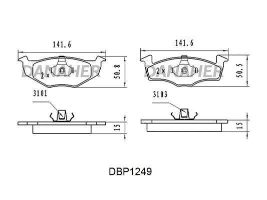 DBP1249 DANAHER Комплект тормозных колодок, дисковый тормоз (фото 1)