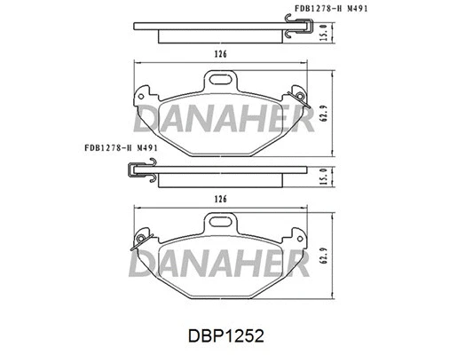 DBP1252 DANAHER Комплект тормозных колодок, дисковый тормоз (фото 1)