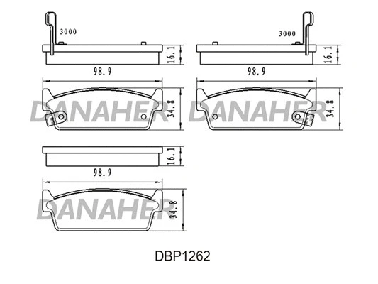 DBP1262 DANAHER Комплект тормозных колодок, дисковый тормоз (фото 1)