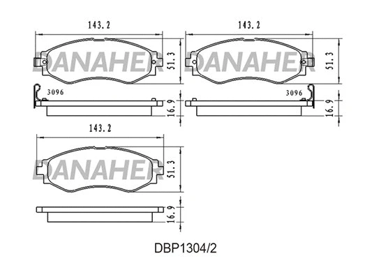 DBP1304/2 DANAHER Комплект тормозных колодок, дисковый тормоз (фото 1)