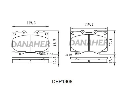 DBP1308 DANAHER Комплект тормозных колодок, дисковый тормоз (фото 1)