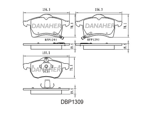 DBP1309 DANAHER Комплект тормозных колодок, дисковый тормоз (фото 1)