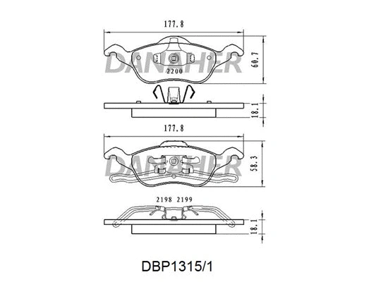 DBP1315/1 DANAHER Комплект тормозных колодок, дисковый тормоз (фото 1)