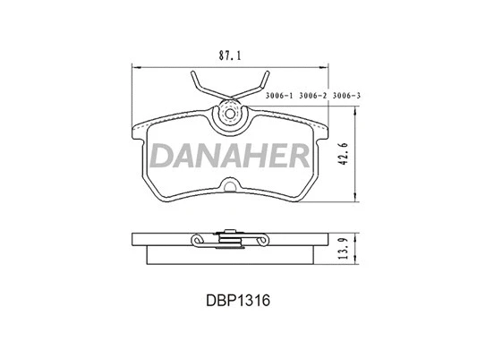 DBP1316 DANAHER Комплект тормозных колодок, дисковый тормоз (фото 1)