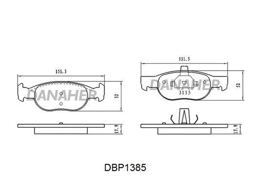 DBP1385 DANAHER Комплект тормозных колодок, дисковый тормоз (фото 1)