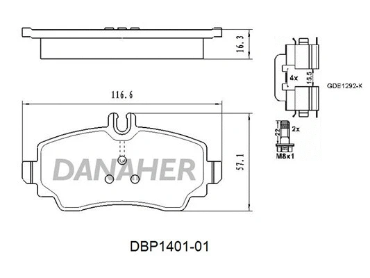 DBP1401-01 DANAHER Комплект тормозных колодок, дисковый тормоз (фото 1)