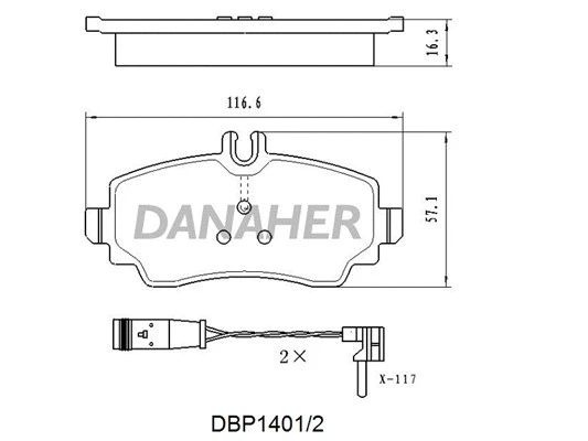 DBP1401/2 DANAHER Комплект тормозных колодок, дисковый тормоз (фото 1)