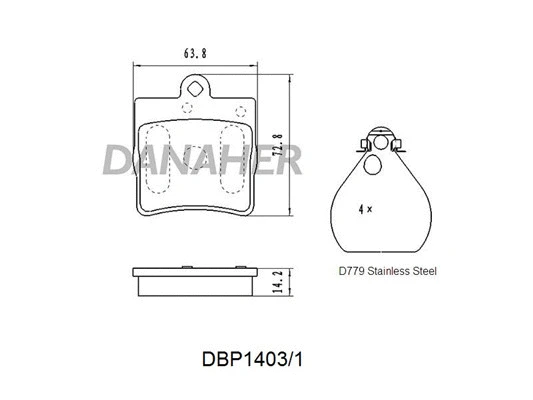 DBP1403/1 DANAHER Комплект тормозных колодок, дисковый тормоз (фото 1)