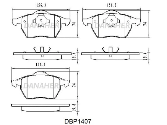 DBP1407 DANAHER Комплект тормозных колодок, дисковый тормоз (фото 1)