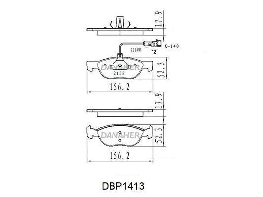 DBP1413 DANAHER Комплект тормозных колодок, дисковый тормоз (фото 1)