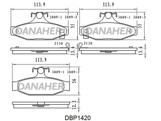 DBP1420 DANAHER Комплект тормозных колодок, дисковый тормоз (фото 1)