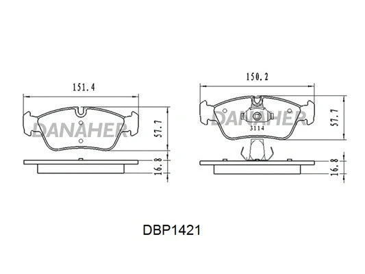 DBP1421 DANAHER Комплект тормозных колодок, дисковый тормоз (фото 1)