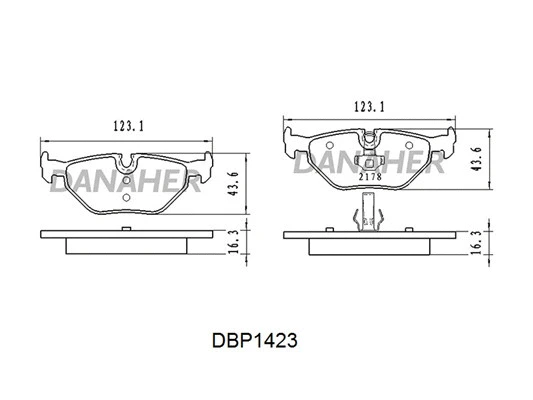 DBP1423 DANAHER Комплект тормозных колодок, дисковый тормоз (фото 1)