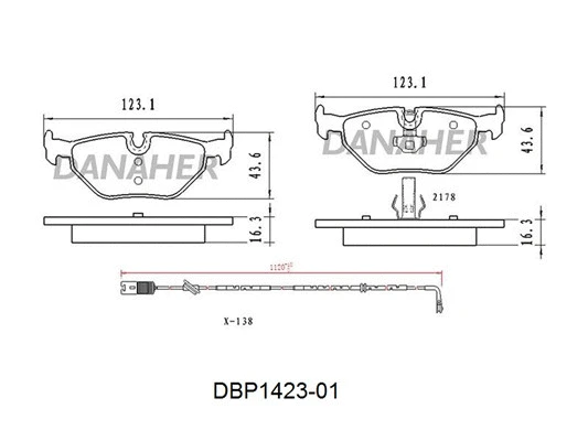 DBP1423-01 DANAHER Комплект тормозных колодок, дисковый тормоз (фото 1)