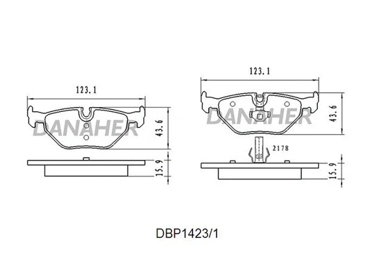 DBP1423/1 DANAHER Комплект тормозных колодок, дисковый тормоз (фото 1)