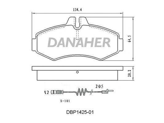 DBP1425-01 DANAHER Комплект тормозных колодок, дисковый тормоз (фото 1)