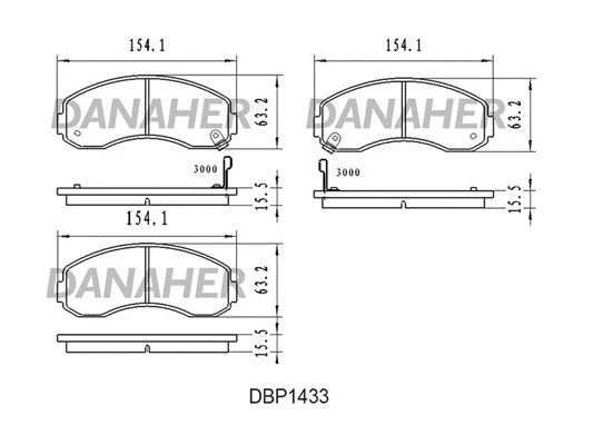 DBP1433 DANAHER Комплект тормозных колодок, дисковый тормоз (фото 1)