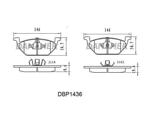 DBP1436 DANAHER Комплект тормозных колодок, дисковый тормоз (фото 1)