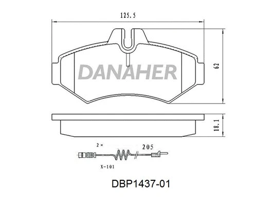 DBP1437-01 DANAHER Комплект тормозных колодок, дисковый тормоз (фото 1)