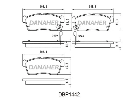 DBP1442 DANAHER Комплект тормозных колодок, дисковый тормоз (фото 1)