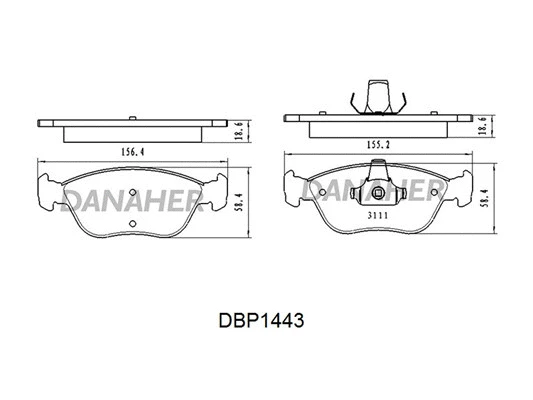 DBP1443 DANAHER Комплект тормозных колодок, дисковый тормоз (фото 1)