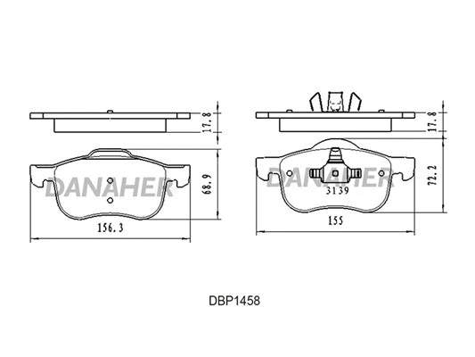 DBP1458 DANAHER Комплект тормозных колодок, дисковый тормоз (фото 1)