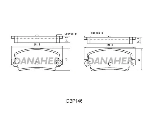 DBP146 DANAHER Комплект тормозных колодок, дисковый тормоз (фото 1)