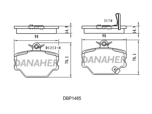DBP1465 DANAHER Комплект тормозных колодок, дисковый тормоз (фото 1)