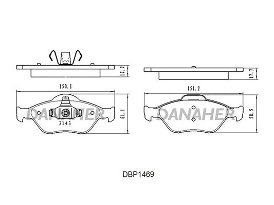 DBP1469 DANAHER Комплект тормозных колодок, дисковый тормоз (фото 1)