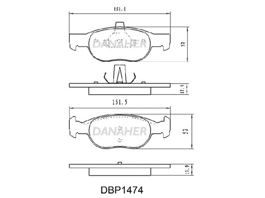 DBP1474 DANAHER Комплект тормозных колодок, дисковый тормоз (фото 1)