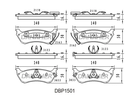 DBP1501 DANAHER Комплект тормозных колодок, дисковый тормоз (фото 1)