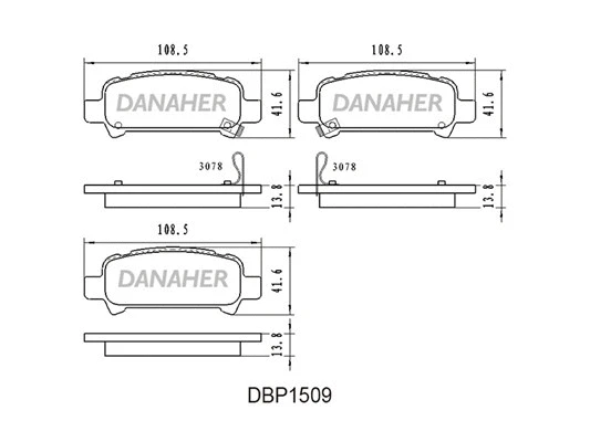 DBP1509 DANAHER Комплект тормозных колодок, дисковый тормоз (фото 1)