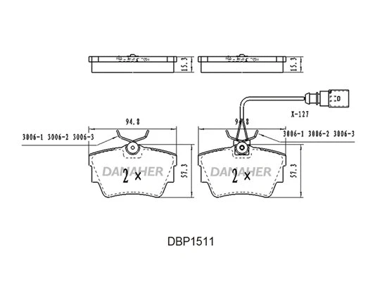 DBP1511 DANAHER Комплект тормозных колодок, дисковый тормоз (фото 1)