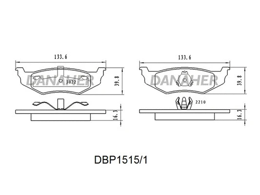 DBP1515/1 DANAHER Комплект тормозных колодок, дисковый тормоз (фото 1)