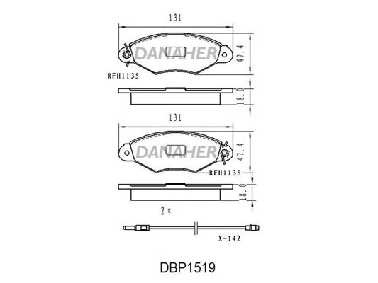DBP1519 DANAHER Комплект тормозных колодок, дисковый тормоз (фото 1)