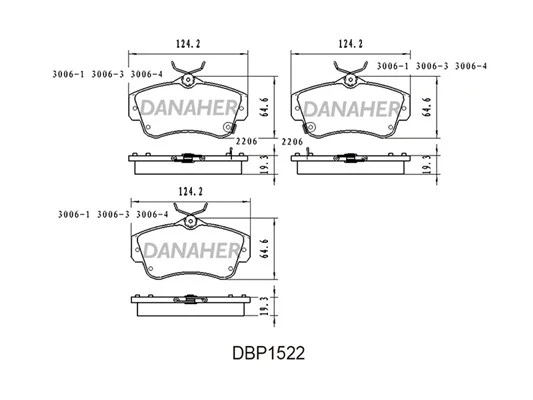 DBP1522 DANAHER Комплект тормозных колодок, дисковый тормоз (фото 1)