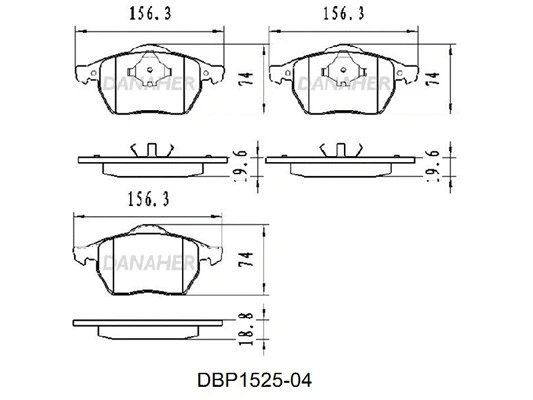 DBP1525-04 DANAHER Комплект тормозных колодок, дисковый тормоз (фото 1)