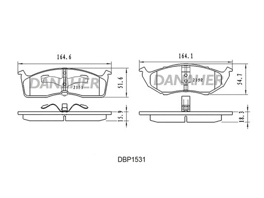DBP1531 DANAHER Комплект тормозных колодок, дисковый тормоз (фото 1)