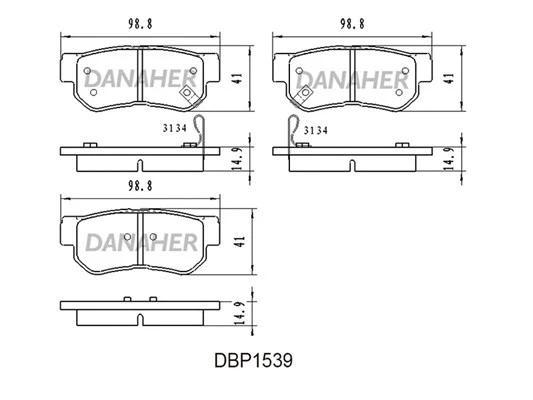 DBP1539 DANAHER Комплект тормозных колодок, дисковый тормоз (фото 1)