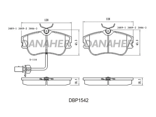 DBP1542 DANAHER Комплект тормозных колодок, дисковый тормоз (фото 1)