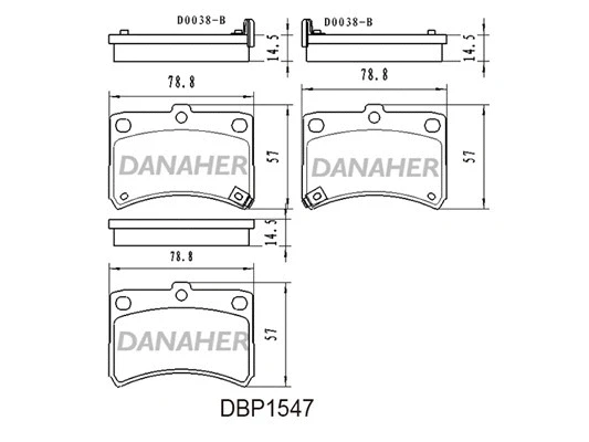 DBP1547 DANAHER Комплект тормозных колодок, дисковый тормоз (фото 1)