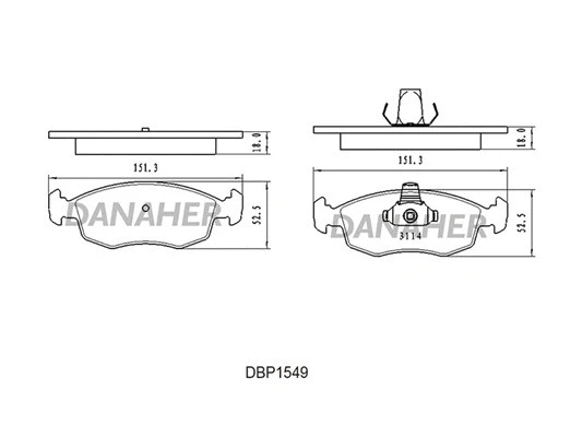 DBP1549 DANAHER Комплект тормозных колодок, дисковый тормоз (фото 1)