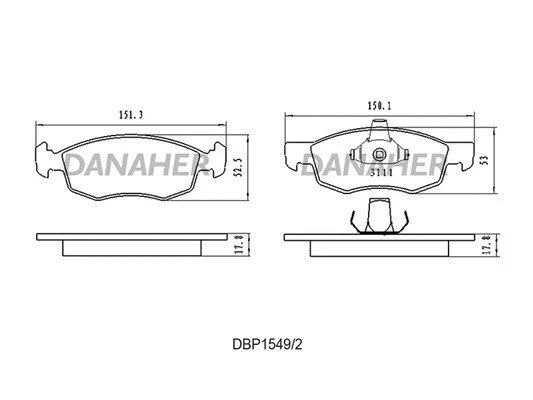 DBP1549/2 DANAHER Комплект тормозных колодок, дисковый тормоз (фото 1)