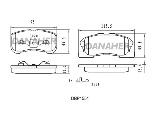 DBP155/1 DANAHER Комплект тормозных колодок, дисковый тормоз (фото 2)
